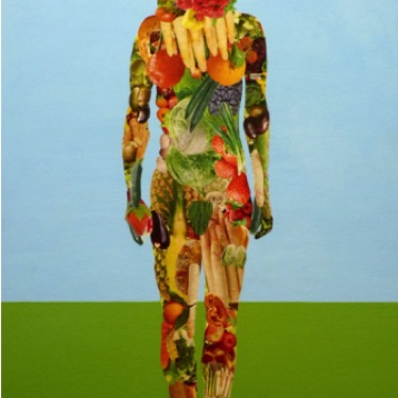 Juicy Lucy,
paper collage, acrylic, resin on wood,
60x40 cm